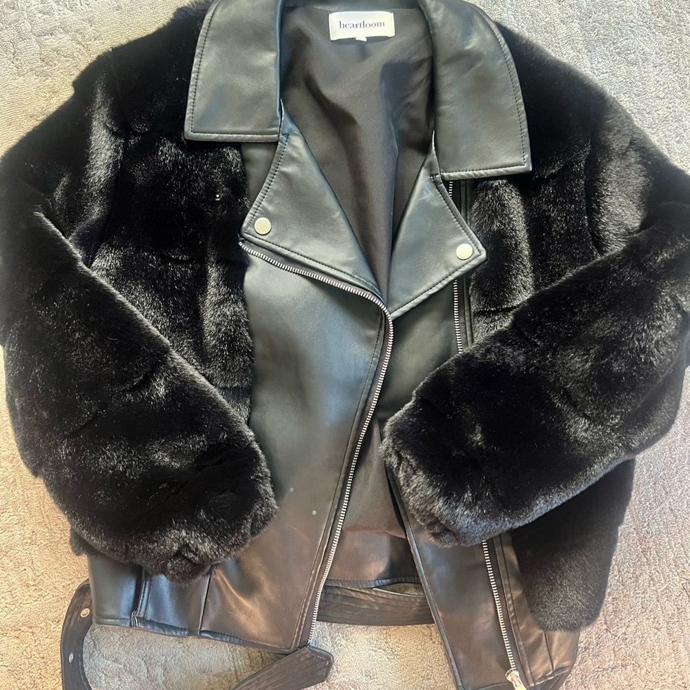 Heartloom Black Faux Fur Leather Jacket